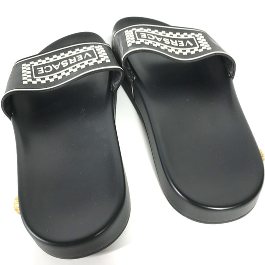 VERSACE Sandals rubber black shower sandals shoes shoes logo Women 37 Used Authentic