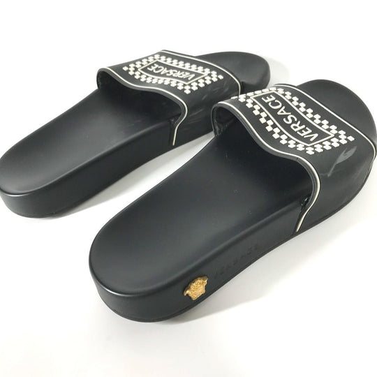 VERSACE Sandals rubber black shower sandals shoes shoes logo Women 37 Used Authentic
