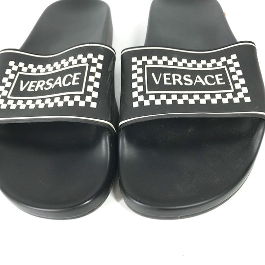 VERSACE Sandals rubber black shower sandals shoes shoes logo Women 37 Used Authentic