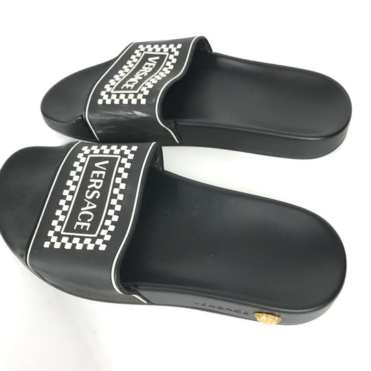 VERSACE Sandals rubber black shower sandals shoes shoes logo Women 37 Used Authentic