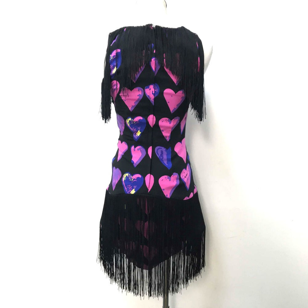 H&M one piece silk black Versace for H & M Heart Pattern Fringe Women 32 Used Authentic