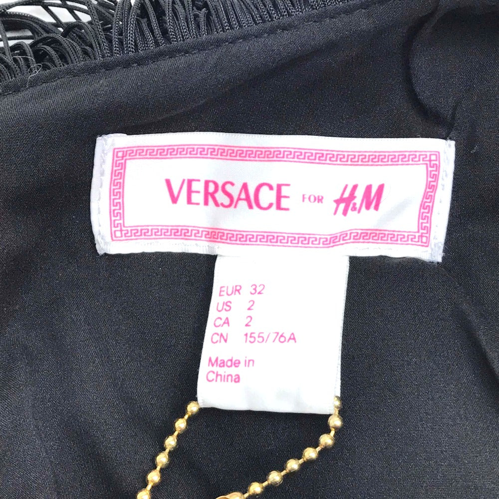H&M one piece silk black Versace for H & M Heart Pattern Fringe Women 32 Used Authentic