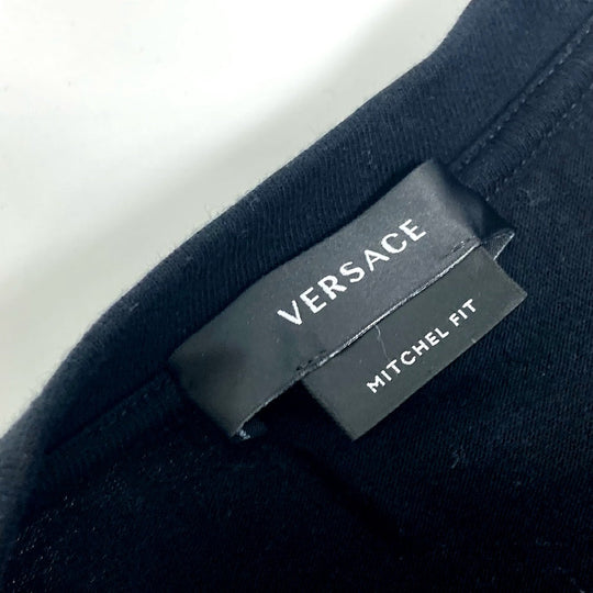 VERSACE Short sleeve T-shirt cotton black DREAM logo mens ‚k Used Authentic