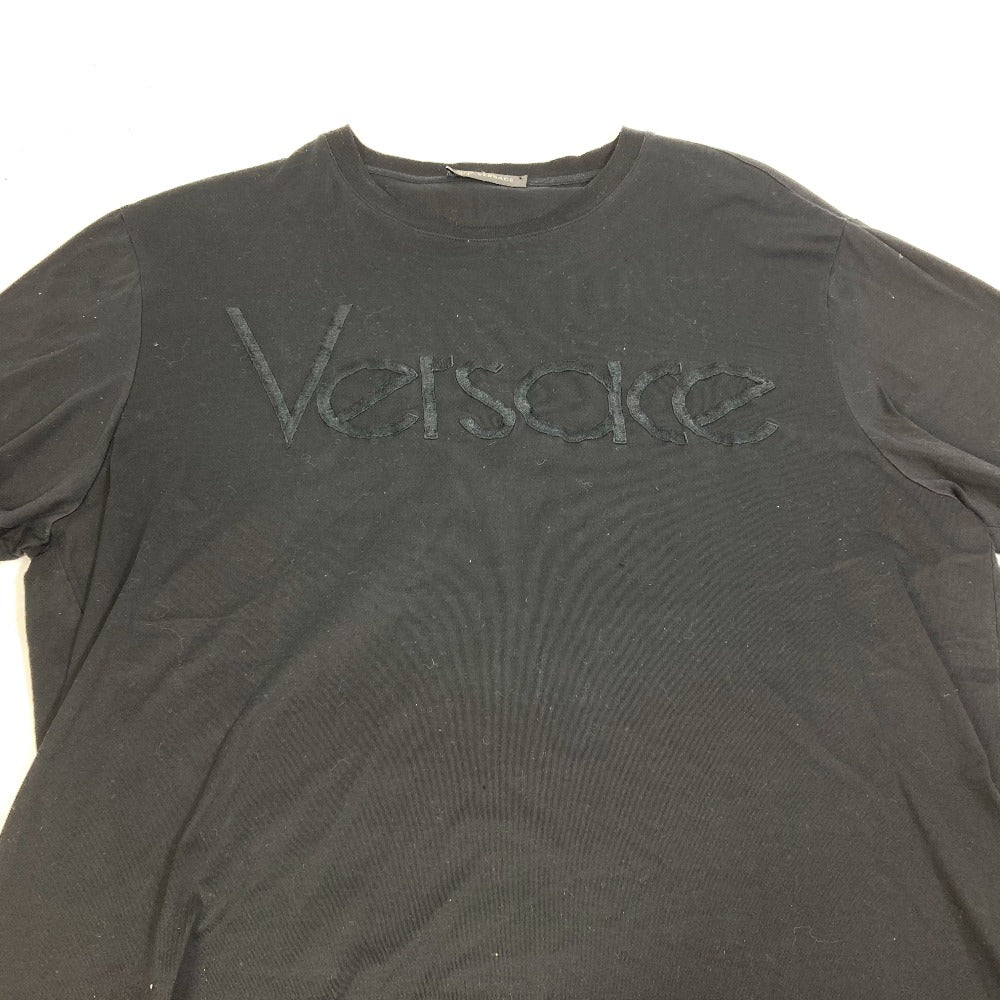 VERSACE Short sleeve T-shirt cotton black logo mens S Used Authentic