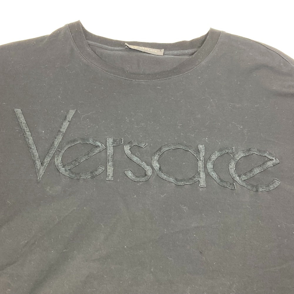 VERSACE Short sleeve T-shirt cotton black logo mens S Used Authentic