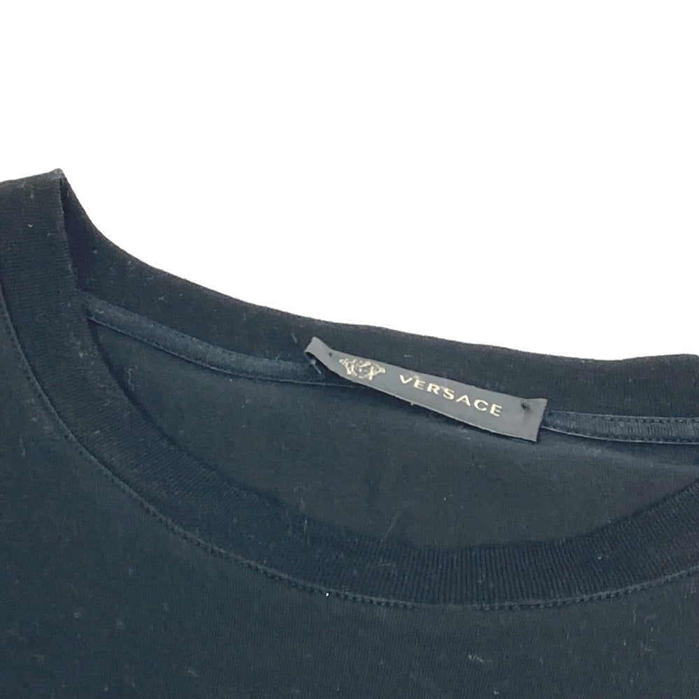 VERSACE Short sleeve T-shirt cotton black logo mens S Used Authentic