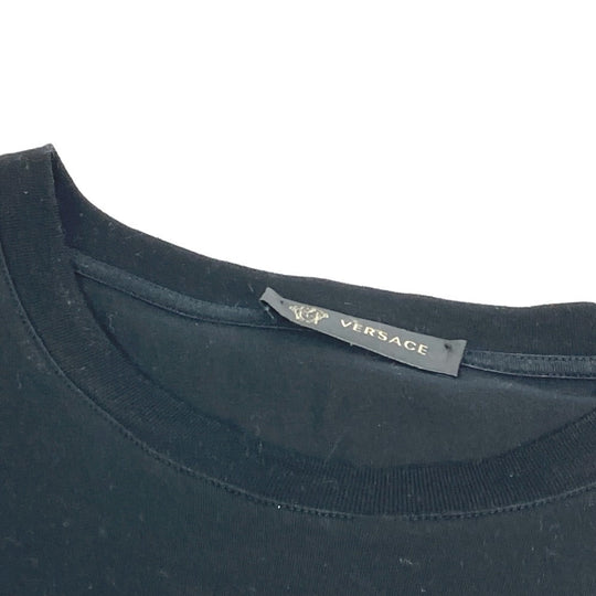VERSACE Short sleeve T-shirt cotton black logo mens S Used Authentic