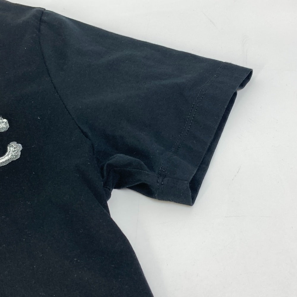 VERSACE Short sleeve T-shirt cotton black Logo embroidery mens S Used Authentic