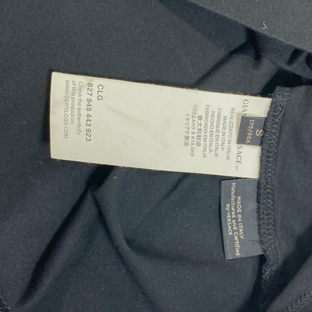 VERSACE Short sleeve T-shirt cotton black Logo embroidery mens S Used Authentic