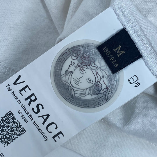VERSACE Short sleeve T-shirt cotton white logo M