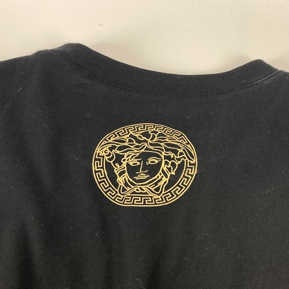 VERSACE Short sleeve T-shirt cotton black logo Women 38 Used Authentic