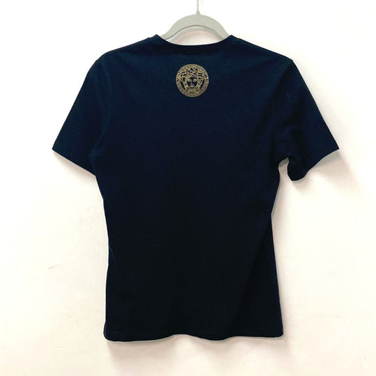VERSACE Short sleeve T-shirt cotton black logo Women 38 Used Authentic