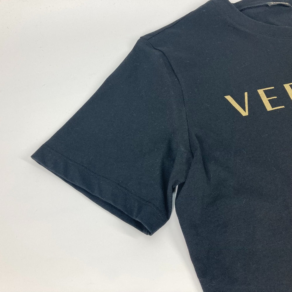 VERSACE Short sleeve T-shirt cotton black logo Women 38 Used Authentic