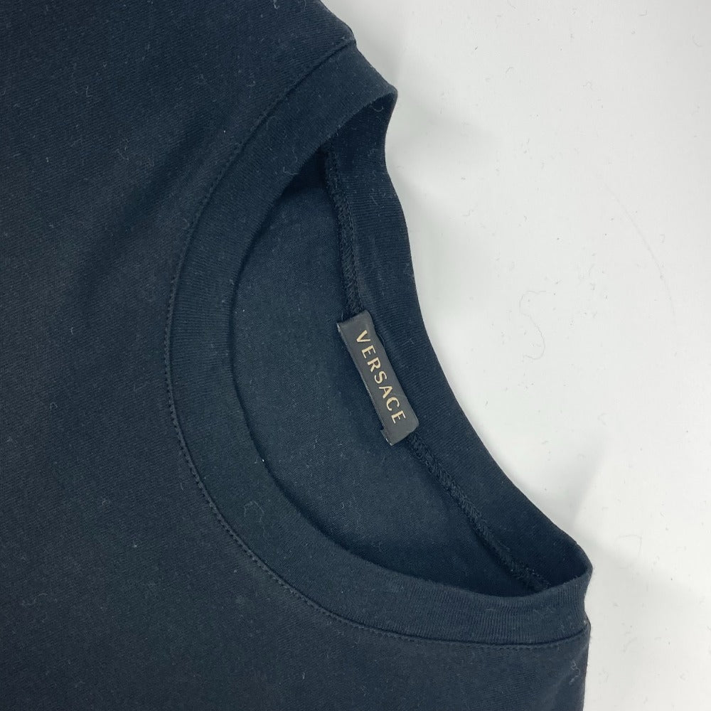 VERSACE Short sleeve T-shirt cotton black logo Women 38 Used Authentic