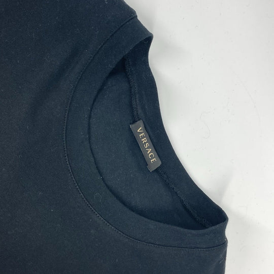 VERSACE Short sleeve T-shirt cotton black logo Women 38 Used Authentic