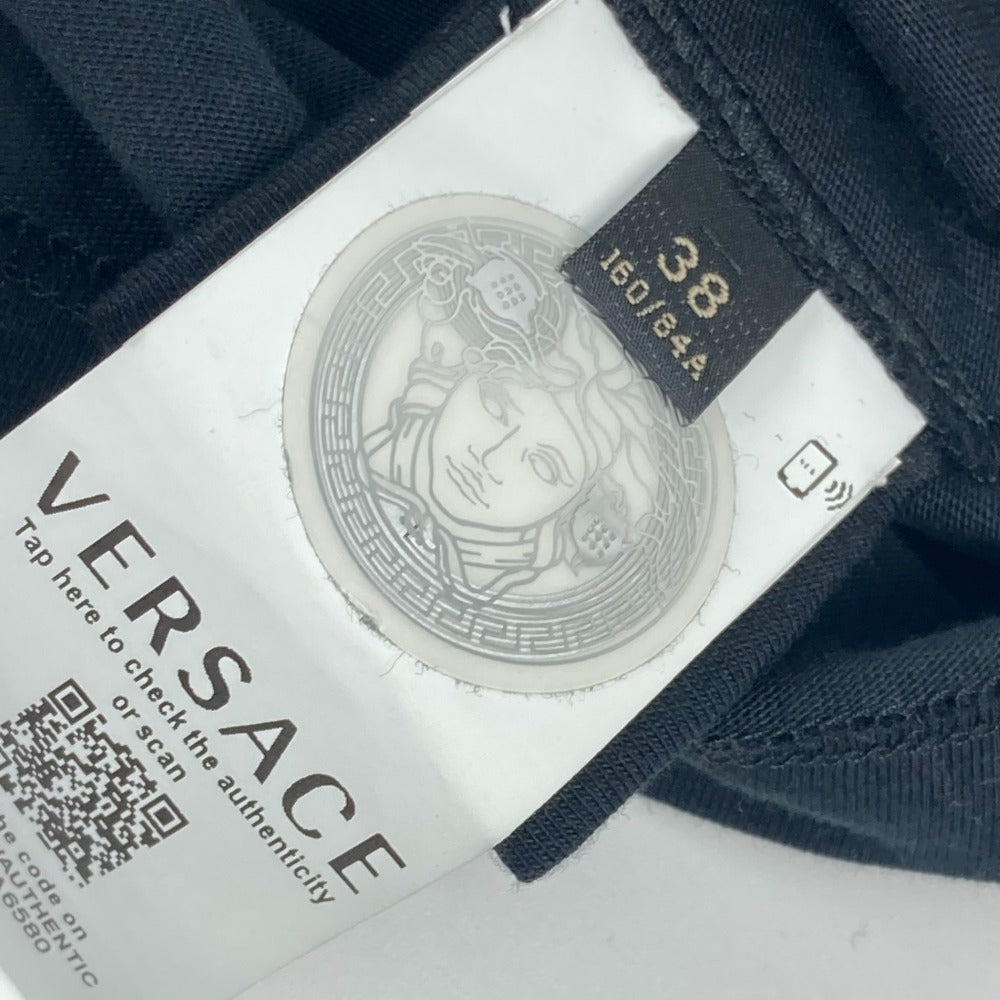 VERSACE Short sleeve T-shirt cotton black logo Women 38 Used Authentic