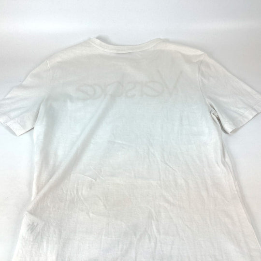 VERSACE Short sleeve T-shirt cotton white logo Women 40 Used Authentic