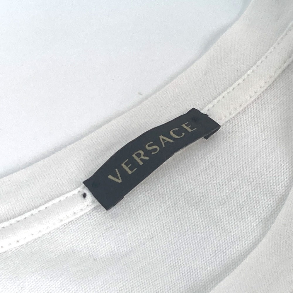 VERSACE Short sleeve T-shirt cotton white logo Women 40 Used Authentic