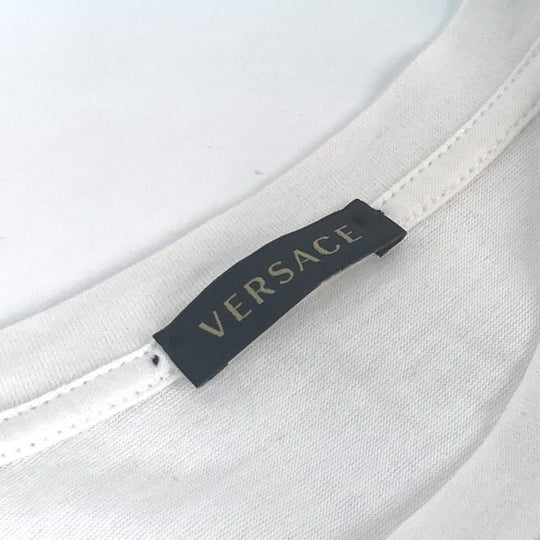 VERSACE Short sleeve T-shirt cotton white logo Women 40 Used Authentic