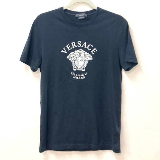 VERSACE Short sleeve T-shirt cotton black Tops Apparel Medusa mens S Used Authentic