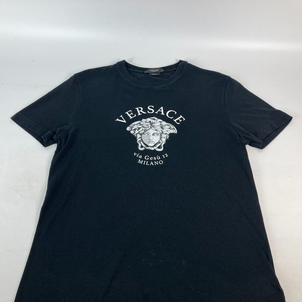 VERSACE Short sleeve T-shirt cotton black Tops Apparel Medusa mens S Used Authentic