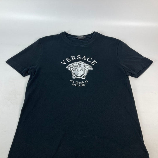 VERSACE Short sleeve T-shirt cotton black Tops Apparel Medusa mens S Used Authentic