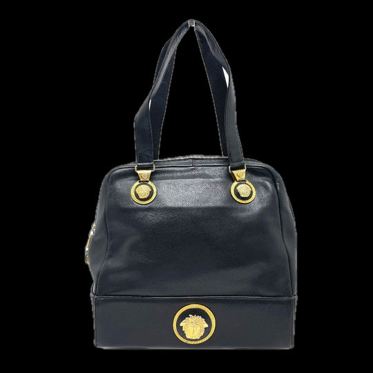 Gianni Versace Handbag leather black Shoulder Medusa Women(Unisex) Used Authentic