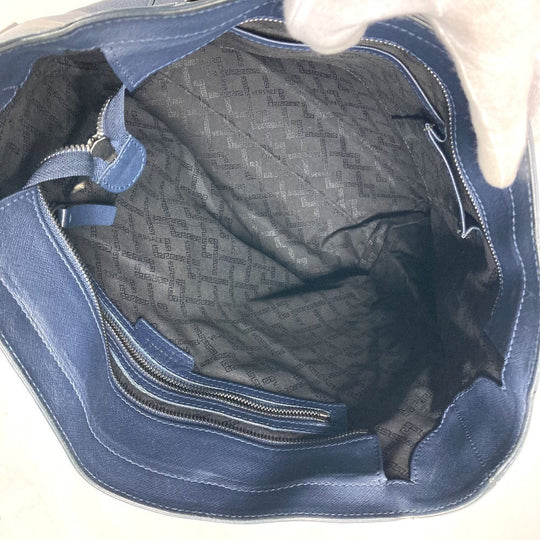 VERSACE Tote Bag leather Navy Medusa logo mens Used Authentic