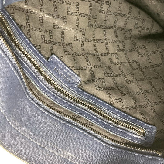VERSACE Tote Bag leather Navy Medusa logo mens Used Authentic