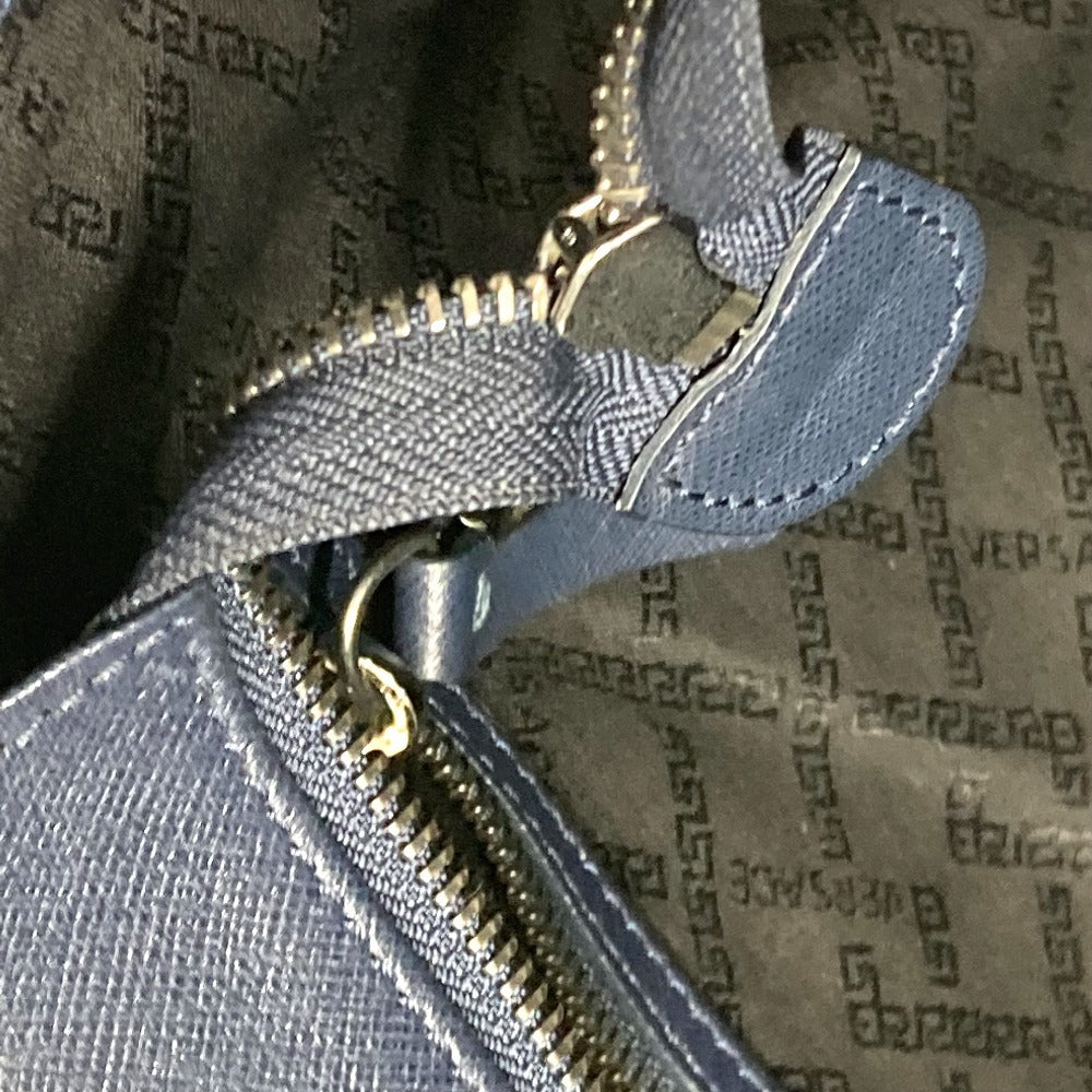 VERSACE Tote Bag leather Navy Medusa logo mens Used Authentic