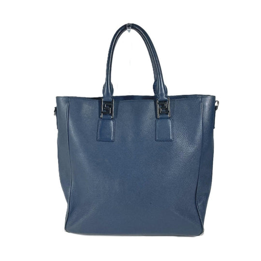 VERSACE Tote Bag leather Navy Medusa logo mens Used Authentic