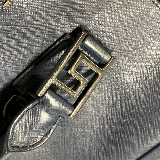 VERSACE Tote Bag leather Navy Medusa logo mens Used Authentic