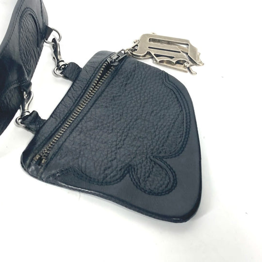 VERSACE Waist bag leather black logo belt bag mens(Unisex) 80 Used Authentic