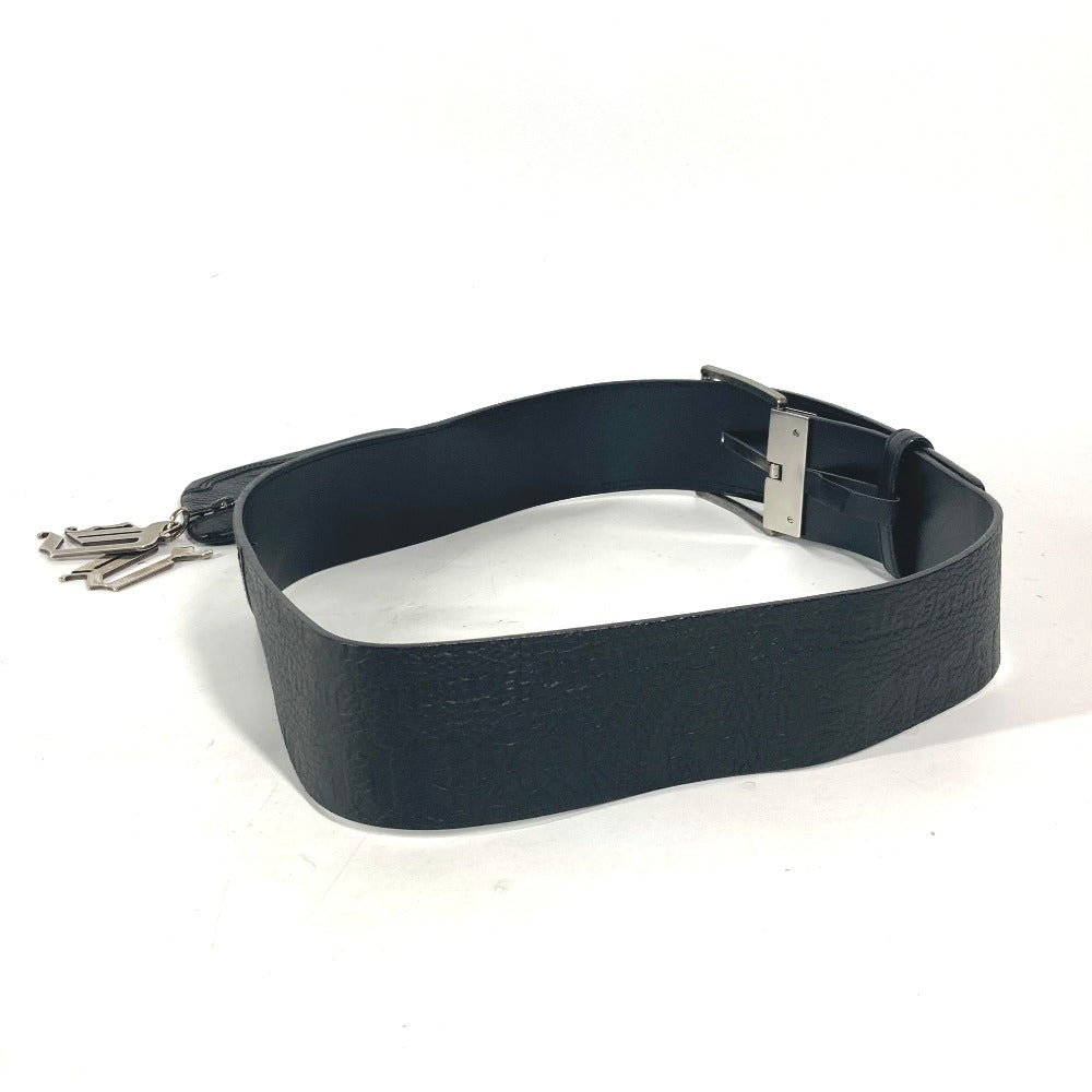 VERSACE Waist bag leather black logo belt bag mens(Unisex) 80 Used Authentic