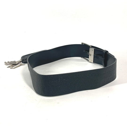 VERSACE Waist bag leather black logo belt bag mens(Unisex) 80 Used Authentic
