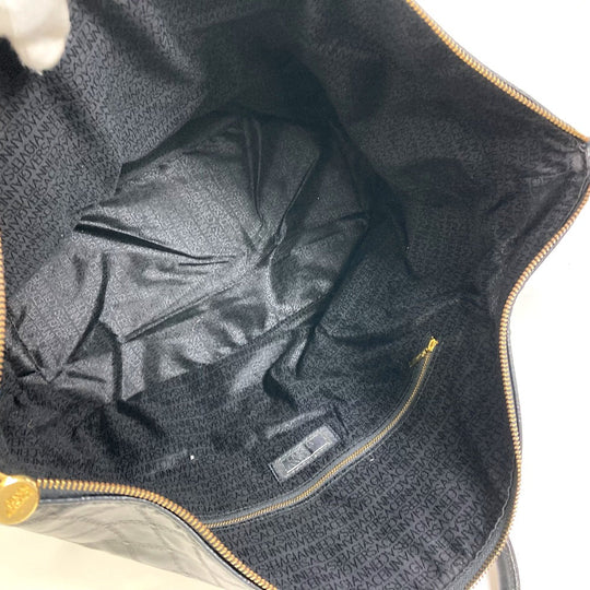 VERSACE Boston Duffel bag rubber black Weekend bag Sunburst Quilting