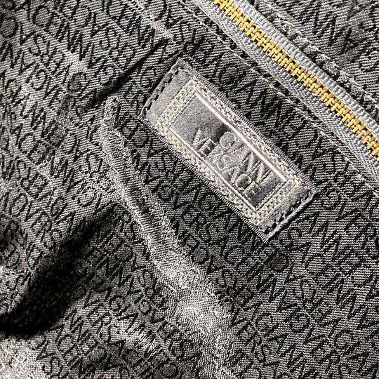 VERSACE Boston Duffel bag rubber black Weekend bag Sunburst Quilting