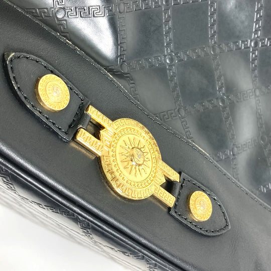 VERSACE Boston Duffel bag rubber black Weekend bag Sunburst Quilting