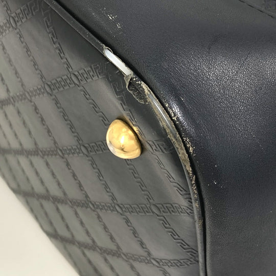 VERSACE Boston Duffel bag rubber black Weekend bag Sunburst Quilting