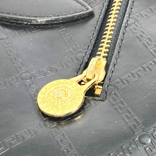 VERSACE Boston Duffel bag rubber black Weekend bag Sunburst Quilting