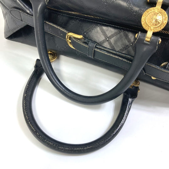 VERSACE Boston Duffel bag rubber black Weekend bag Sunburst Quilting