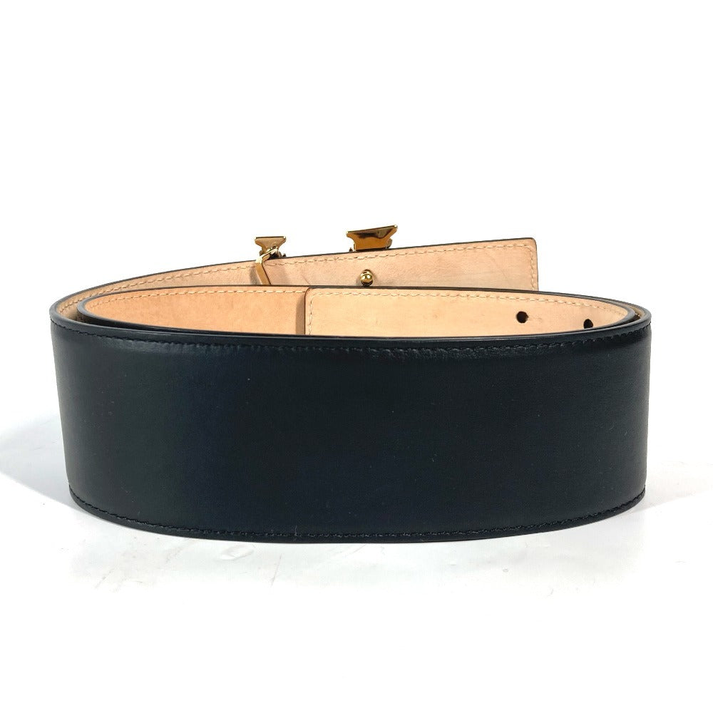 VERSACE belt leather black Greca V logo Women 75 Used Authentic