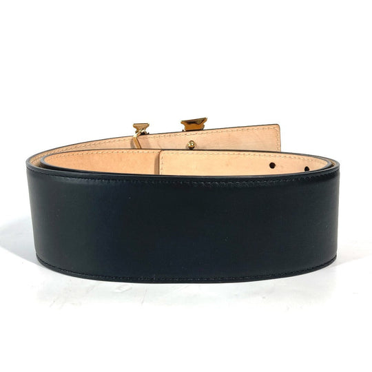 VERSACE belt leather black Greca V logo Women 75 Used Authentic