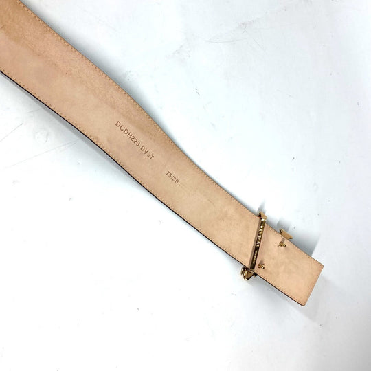 VERSACE belt leather black Greca V logo Women 75 Used Authentic