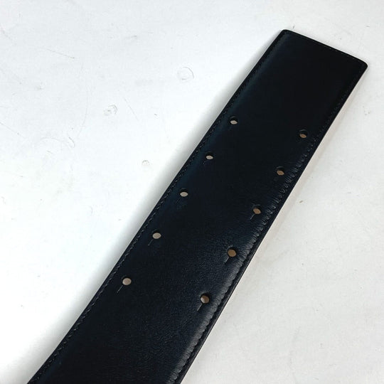 VERSACE belt leather black Greca V logo Women 75 Used Authentic