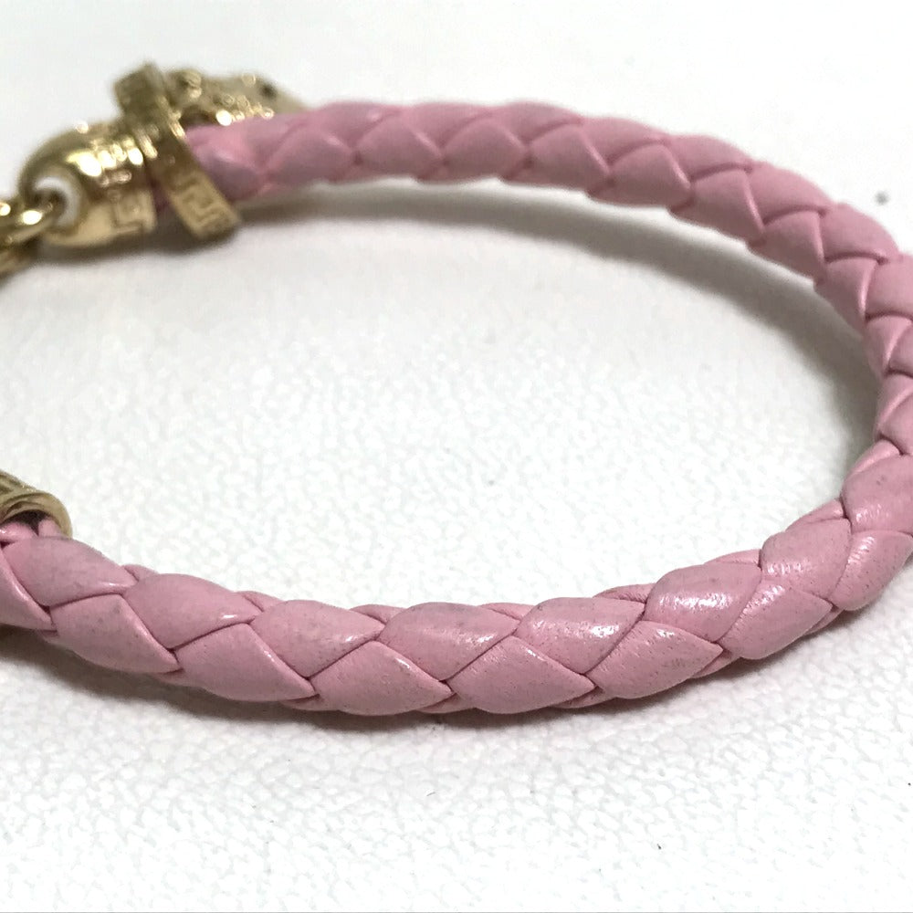 VERSACE bracelet Leather, Metal pink Medusa Women Used Authentic