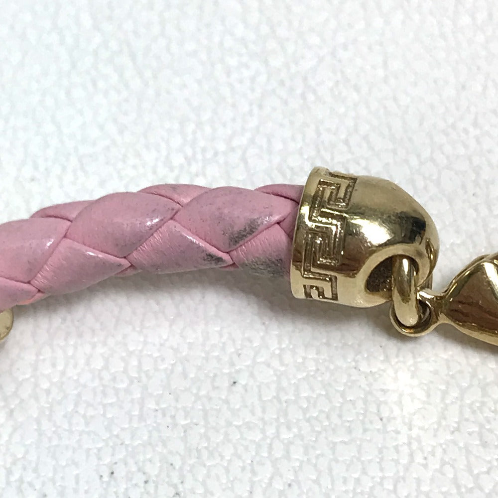 VERSACE bracelet Leather, Metal pink Medusa Women Used Authentic
