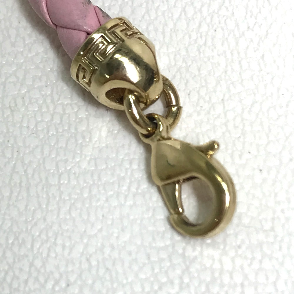 VERSACE bracelet Leather, Metal pink Medusa Women Used Authentic