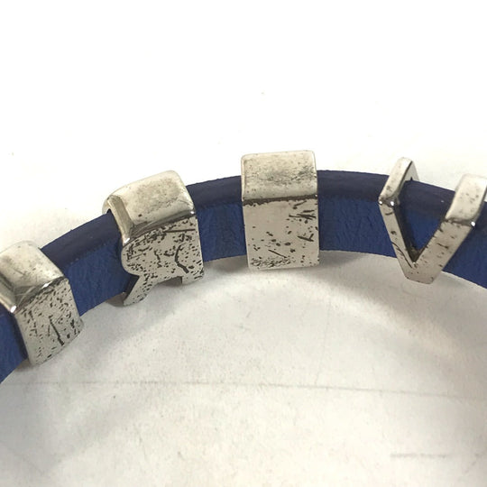VERSACE bracelet leather blue logo medusa mens Used Authentic