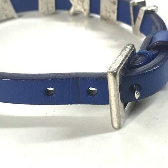 VERSACE bracelet leather blue logo medusa mens Used Authentic
